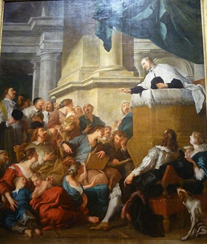 Vincent de Paul prêchant devant Pierre Emmanuel de Gondi, JF de Troy, 1732, Sint Pierre de Mâcon © Martine Petrini Poli