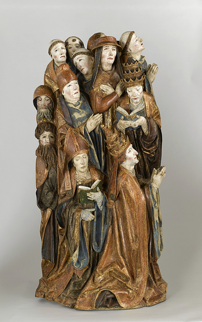 vignette Deux papes, un cardinal, un évêque, un chanoine et sept moines en prière