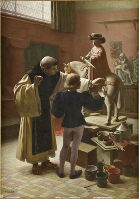 Auguste Felix Bauer La Leçon d'enluminure 1891 Beauvais MUDO musée départementale de l'Oise credit RMN (714x1024) vignette