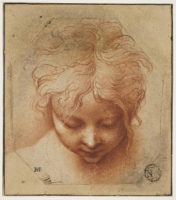 Louvre Parmigianino Tête d'une enfant les cheveux épars penchée en avant