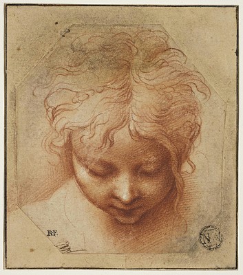 Louvre Parmigianino Tête d'une enfant les cheveux épars penchée en avant