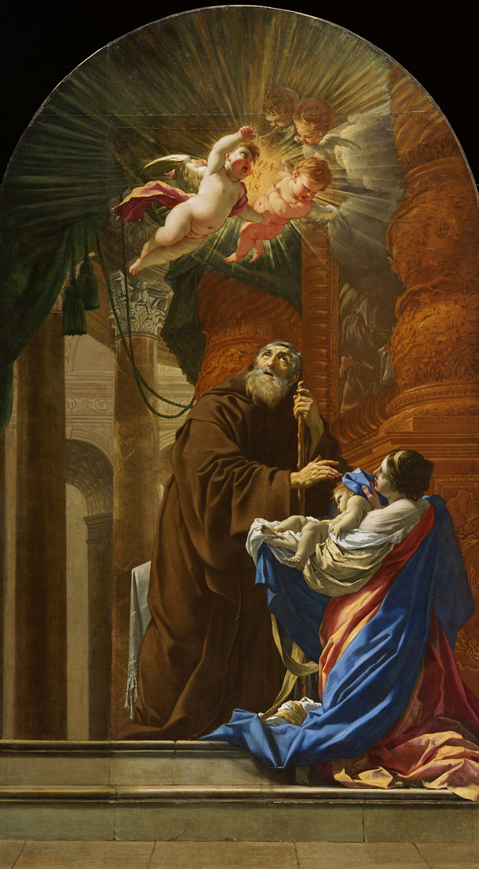 Simon Vouet (Paris, 1590 – id., 1649). Saint François de Paule ressuscitant un enfant, 1648. Huile sur toile, 265 x 140 cm. Saint Henri de Lévis, église Saint Henri